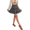 image:imageLYANER Women Elastic High Waist Pleated Casual Layer Ruffle Hem Flowy A Line Short SkirtFloal Blackwhite