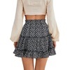 image:imageLYANER Women Elastic High Waist Pleated Casual Layer Ruffle Hem Flowy A Line Short SkirtFloal Blackwhite