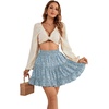 image:imageLYANER Women Elastic High Waist Pleated Casual Layer Ruffle Hem Flowy A Line Short SkirtFloal Blue
