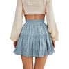 image:imageLYANER Women Elastic High Waist Pleated Casual Layer Ruffle Hem Flowy A Line Short SkirtFloal Blue