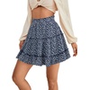 image:imageLYANER Women Elastic High Waist Pleated Casual Layer Ruffle Hem Flowy A Line Short SkirtFloal Navyblack