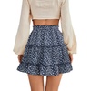 image:imageLYANER Women Elastic High Waist Pleated Casual Layer Ruffle Hem Flowy A Line Short SkirtFloal Navyblack