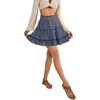 image:imageLYANER Women Elastic High Waist Pleated Casual Layer Ruffle Hem Flowy A Line Short SkirtFloal Navyblack