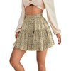 image:imageLYANER Women Elastic High Waist Pleated Casual Layer Ruffle Hem Flowy A Line Short SkirtFloal Pea Green