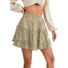 image:imageLYANER Women Elastic High Waist Pleated Casual Layer Ruffle Hem Flowy A Line Short SkirtFloal Pea Green