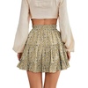 image:imageLYANER Women Elastic High Waist Pleated Casual Layer Ruffle Hem Flowy A Line Short SkirtFloal Pea Green