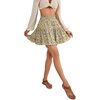 image:imageLYANER Women Elastic High Waist Pleated Casual Layer Ruffle Hem Flowy A Line Short SkirtFloal Pea Green