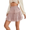image:imageLYANER Women Elastic High Waist Pleated Casual Layer Ruffle Hem Flowy A Line Short SkirtFloal Pink