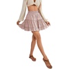 image:imageLYANER Women Elastic High Waist Pleated Casual Layer Ruffle Hem Flowy A Line Short SkirtFloal Pink