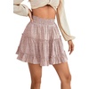 image:imageLYANER Women Elastic High Waist Pleated Casual Layer Ruffle Hem Flowy A Line Short SkirtFloal Pink