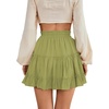 image:imageLYANER Women Elastic High Waist Pleated Casual Layer Ruffle Hem Flowy A Line Short SkirtKiwi Green2