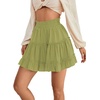 image:imageLYANER Women Elastic High Waist Pleated Casual Layer Ruffle Hem Flowy A Line Short SkirtKiwi Green2