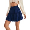image:imageLYANER Women Elastic High Waist Pleated Casual Layer Ruffle Hem Flowy A Line Short SkirtNavy2