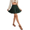 image:imageLYANER Women Elastic High Waist Pleated Casual Layer Ruffle Hem Flowy A Line Short SkirtPure Dark Green