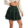 image:imageLYANER Women Elastic High Waist Pleated Casual Layer Ruffle Hem Flowy A Line Short SkirtPure Dark Green