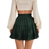 image:imageLYANER Women Elastic High Waist Pleated Casual Layer Ruffle Hem Flowy A Line Short SkirtPure Dark Green