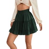 image:imageLYANER Women Elastic High Waist Pleated Casual Layer Ruffle Hem Flowy A Line Short SkirtPure Dark Green