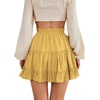 image:imageLYANER Women Elastic High Waist Pleated Casual Layer Ruffle Hem Flowy A Line Short SkirtPure Yellow