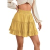 image:imageLYANER Women Elastic High Waist Pleated Casual Layer Ruffle Hem Flowy A Line Short SkirtPure Yellow