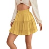 image:imageLYANER Women Elastic High Waist Pleated Casual Layer Ruffle Hem Flowy A Line Short SkirtPure Yellow