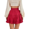 image:imageLYANER Women Elastic High Waist Pleated Casual Layer Ruffle Hem Flowy A Line Short SkirtRed2
