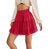 image:imageLYANER Women Elastic High Waist Pleated Casual Layer Ruffle Hem Flowy A Line Short SkirtRed2