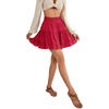 image:imageLYANER Women Elastic High Waist Pleated Casual Layer Ruffle Hem Flowy A Line Short SkirtRed2