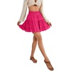 image:imageLYANER Women Elastic High Waist Pleated Casual Layer Ruffle Hem Flowy A Line Short SkirtRose2