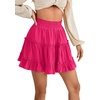 image:imageLYANER Women Elastic High Waist Pleated Casual Layer Ruffle Hem Flowy A Line Short SkirtRose2
