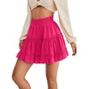 image:imageLYANER Women Elastic High Waist Pleated Casual Layer Ruffle Hem Flowy A Line Short SkirtRose2