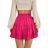 image:imageLYANER Women Elastic High Waist Pleated Casual Layer Ruffle Hem Flowy A Line Short SkirtRose2
