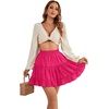 image:imageLYANER Women Elastic High Waist Pleated Casual Layer Ruffle Hem Flowy A Line Short SkirtRose2