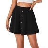 image:imageLYANER Womens Above Knee Length Casual Skirt Stretchy Button High Waist ALine Flared Vintage Mini Skater Skirts with PocketSolid Black
