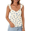image:imageLYANER Womens Babydoll Tank Top Summer Camisole Dressy Casual Ruffle Strap Sleeveless Flowy Hem Peplum TopsFloral Dark Beige