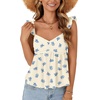 image:imageLYANER Womens Babydoll Tank Top Summer Camisole Dressy Casual Ruffle Strap Sleeveless Flowy Hem Peplum TopsFloral Dark Beige