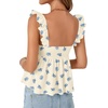image:imageLYANER Womens Babydoll Tank Top Summer Camisole Dressy Casual Ruffle Strap Sleeveless Flowy Hem Peplum TopsFloral Dark Beige