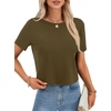 image:imageLYANER Womens Backless Open Back Cut Out Tops Round Neck Short Sleeve Tee Casual Workout TShirtArmy Green