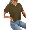 image:imageLYANER Womens Backless Open Back Cut Out Tops Round Neck Short Sleeve Tee Casual Workout TShirtArmy Green