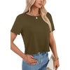 image:imageLYANER Womens Backless Open Back Cut Out Tops Round Neck Short Sleeve Tee Casual Workout TShirtArmy Green
