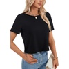 image:imageLYANER Womens Backless Open Back Cut Out Tops Round Neck Short Sleeve Tee Casual Workout TShirtBlack