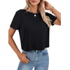 image:imageLYANER Womens Backless Open Back Cut Out Tops Round Neck Short Sleeve Tee Casual Workout TShirtBlack