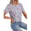 image:imageLYANER Womens Backless Open Back Cut Out Tops Round Neck Short Sleeve Tee Casual Workout TShirtBright Red Heart