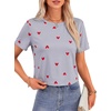 image:imageLYANER Womens Backless Open Back Cut Out Tops Round Neck Short Sleeve Tee Casual Workout TShirtBright Red Heart