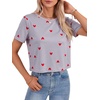 image:imageLYANER Womens Backless Open Back Cut Out Tops Round Neck Short Sleeve Tee Casual Workout TShirtBright Red Heart