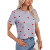 image:imageLYANER Womens Backless Open Back Cut Out Tops Round Neck Short Sleeve Tee Casual Workout TShirtBright Red Heart
