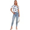 image:imageLYANER Womens Backless Open Back Cut Out Tops Round Neck Short Sleeve Tee Casual Workout TShirtDark Blue Flowers