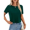 image:imageLYANER Womens Backless Open Back Cut Out Tops Round Neck Short Sleeve Tee Casual Workout TShirtDark Green