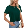 image:imageLYANER Womens Backless Open Back Cut Out Tops Round Neck Short Sleeve Tee Casual Workout TShirtDark Green