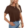 image:imageLYANER Womens Backless Open Back Cut Out Tops Round Neck Short Sleeve Tee Casual Workout TShirtDeep Brown