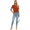 image:imageLYANER Womens Backless Open Back Cut Out Tops Round Neck Short Sleeve Tee Casual Workout TShirtDeep Caramel